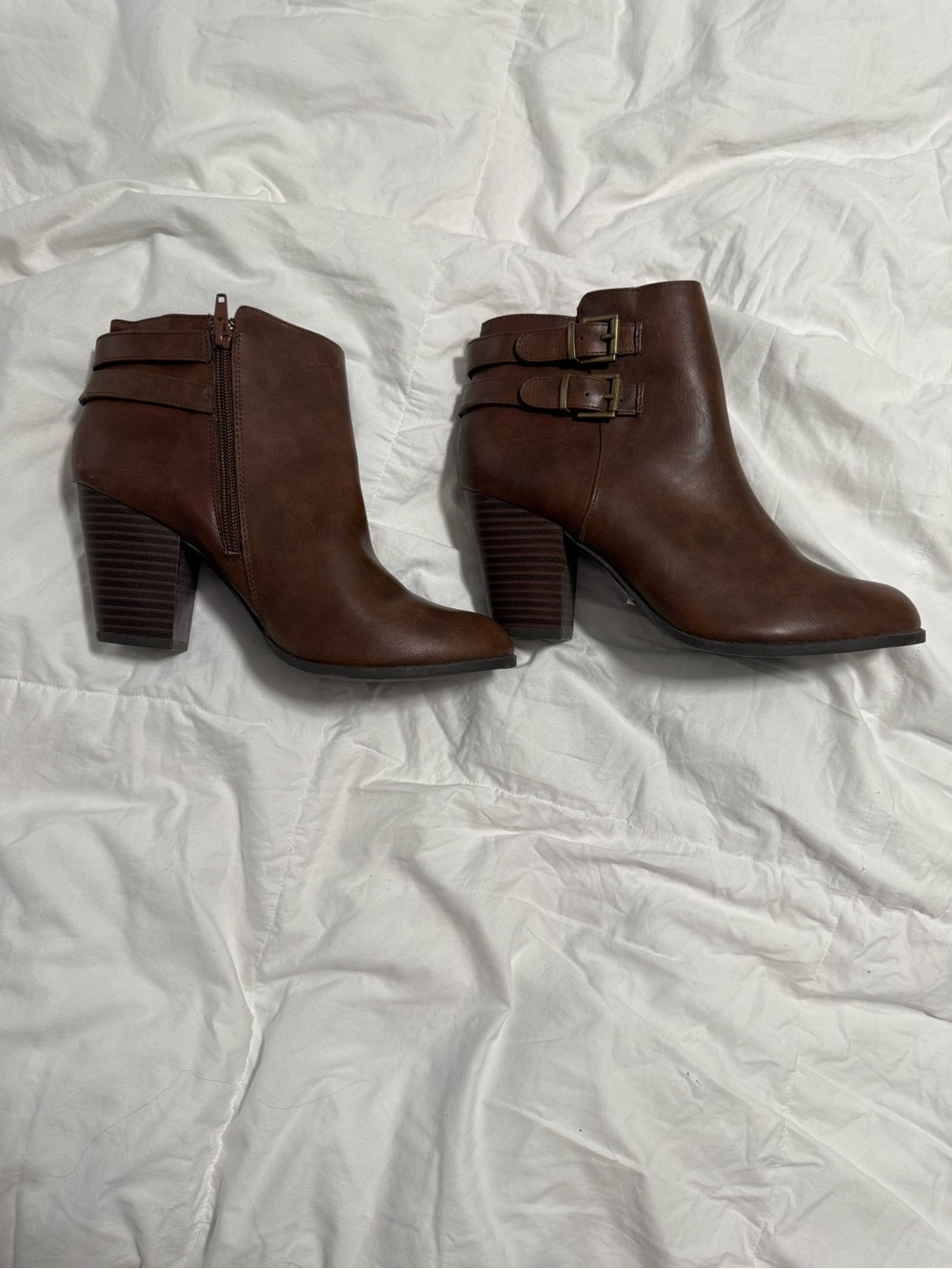 Charlotte Russe Brown Double-Buckle Ankle Booties